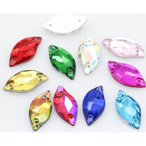 28p 10x20mm leaf shape color Sew On Stone Flatback Crystal Glass Rhinestone trim Applique jewelry making bead button for clothes
