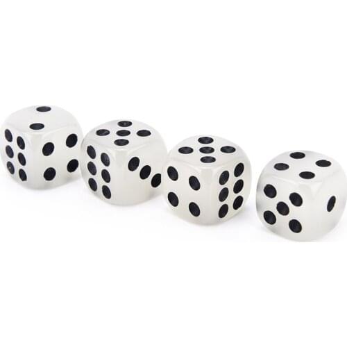 4PCS Fillet Black Pips Luminous Dice 6 Sides For Boardgame Night Bar KTV 14mm
