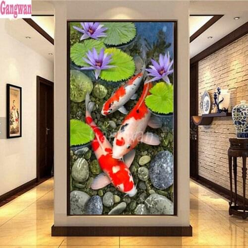 5D Diamond Painting Koi Fish Graph Diamond Embroidery sale full square round drill DIY Mosaic diamond picture animal large decor