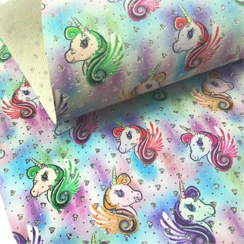 David accessories 20*33cm unicorn Faux Artificial Synthetic Leather Fabric,DIY Sewing Hairbow Bag Shoes Crafts,1Yc3111