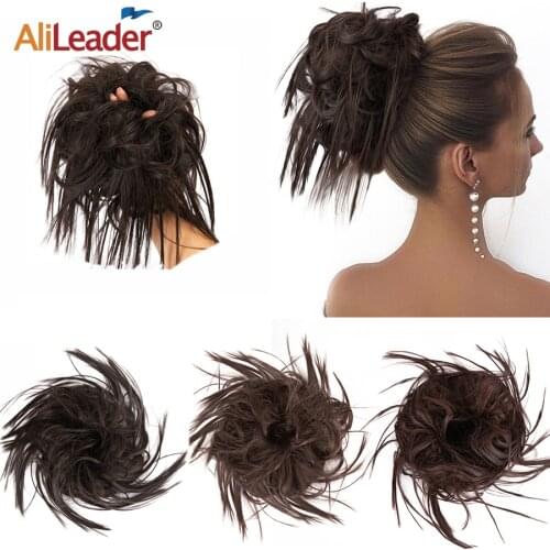Alileader Synthetic Chignon Messy Hair Bun Tousled Hairpiece 13Color Elastic Band Chignon Synthetic Flexible Hair Buns For Women