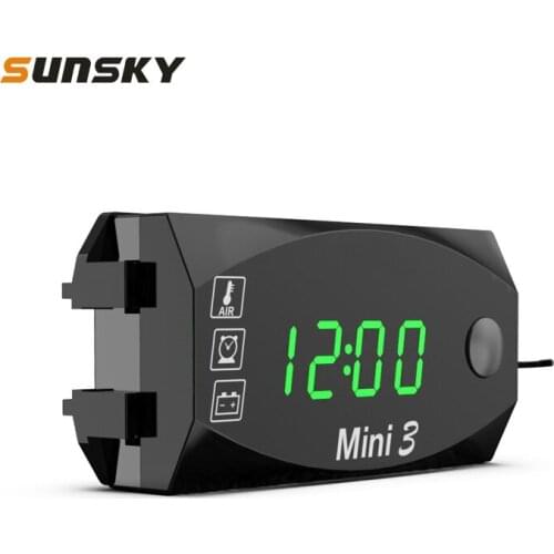 Car Motorcycle Voltage Clock Temperature 3 In 1 LED Electronic Meter Large-Screen Digital Display Waterproof Dustproof Voltmeter