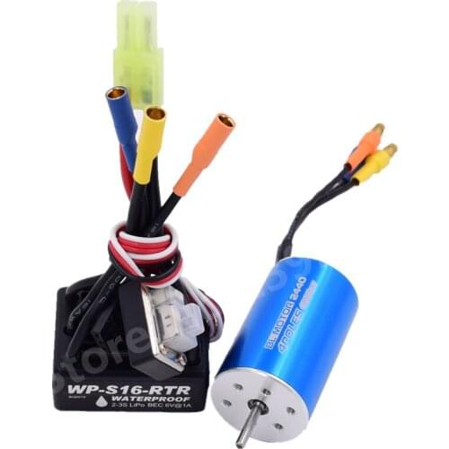 Brushless Modification Kit 25A Waterproof ESC 2-3S 2440 Motor For 1/16 1/18 Scale Models Remote Control Car RC Car WP-S16-RTR