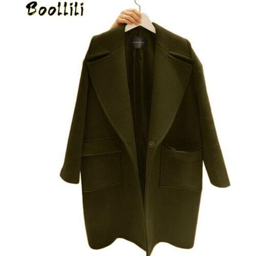 Boollili Fashion Womens Woolen Coat Plus Size 5XL Cashmere Winter Jacket Women Padded Coats Long Female Jackets Abrigos