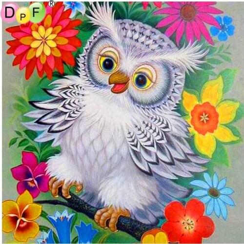 DPF Full Square 5D DIY Diamond Painting Cross Stitch Flower Owl diamond Embroidery Rhinestone diamond Mosaic painting Gift