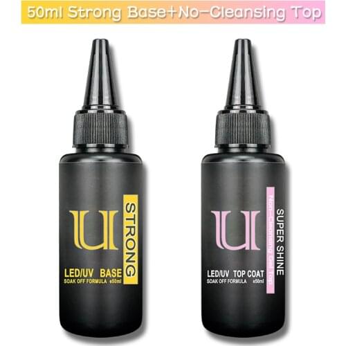 Latest 50ml Strong Rubber Base Gel Semi-permanent Varnish Manicure Base and Top Coat for Gel Polish Hybrid Tempering Top Gellak