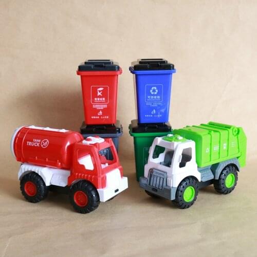Inertia Engineering Transport Vehicle Cleaning Garbage Sanitation Truck Van Educational Plastic Figure Model Toys Gift