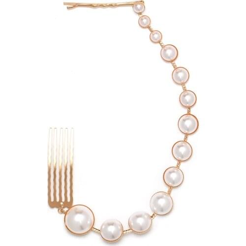 JUJIA Simulated Pearl Long Tassel Chain Bridal Wedding Crystal Hair Tools Hair Clip Women Party Accessories Hair Jewelry