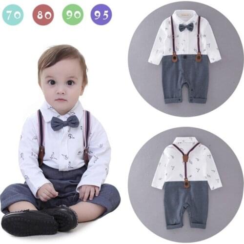 New Spring Arrival Handsome Dinosaur Style Long Sleeves False Two Pieces Baby Boys Jumpsuits 3030