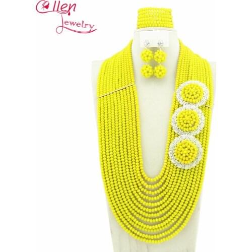 African style Statement necklace jewelry set African Beads Jewelry Set nigerian wedding bridal Crystal Beads Necklace Set W7367