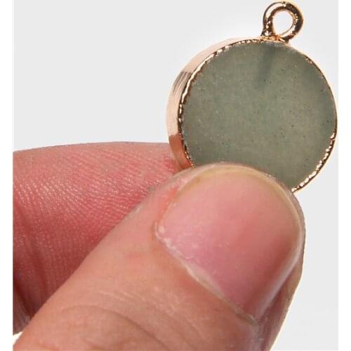 Natural Stone Pendant Round Shape Agated Golden Plated Pendant For Aventurine Jewelry Making Necklace Accessory Gift for Women