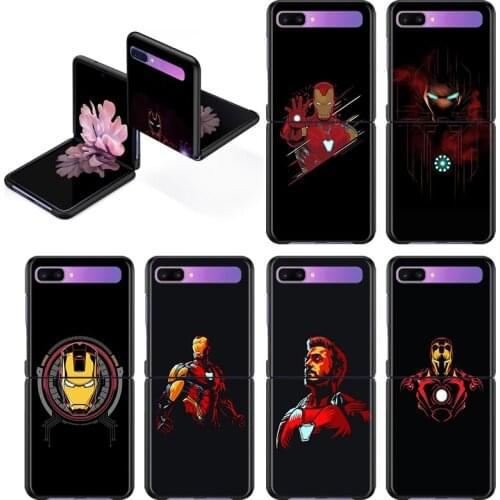 Marvel Avengers Super Hero Iron Man Fashion Mobile Hard Shockproof Cover For Samsung Galaxy Z Flip 3 5G Black Fundas Phone Case