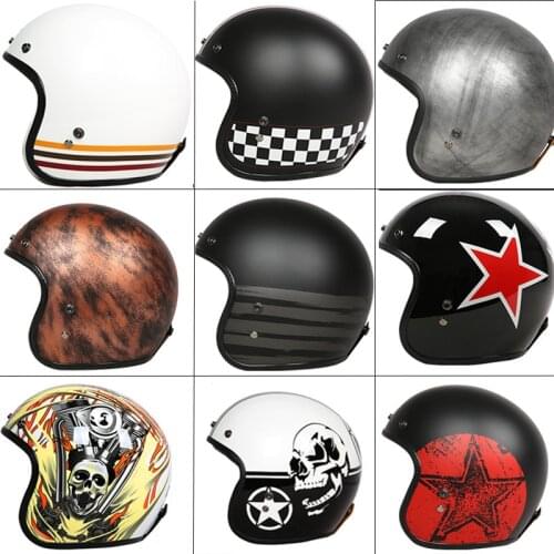 Retro Scooter ECE Fiberglass Moto Helmets 3/4 Motorcycle Chopper Bike Helmet Open Face High Quality Vintage Motorbike Helmet
