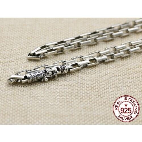 100% S925 sterling silver mens necklace personality fashion retro hip hop punk jewelry six-word mantra styling to send lovers