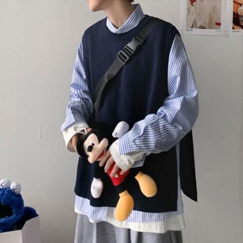 Mens Sweater Vest Fashion Casual O-neck Knitted Pullover Men Clothes Spring Korean Streetwear Casual Mens Vest Knitting Sweater