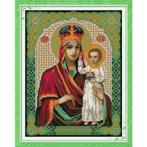 Madonna-and-child (15) cross stitch kit Religion people Aida count 14ct 11ct printed embroidery DIY handmade needlework supply