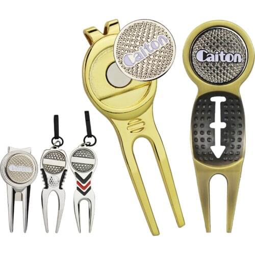 Pack of 5 Golf Divot Tool Golf Repair Pitch Groove Cleaner with Golf Ball Mark Key Chain Liner Clip