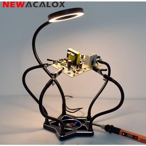 NEWACALOX 5pcs Flexible Arms Third Pana Hand Soldering Helping Hands Multifunction Soldering Station Vise Welding Repair Tool