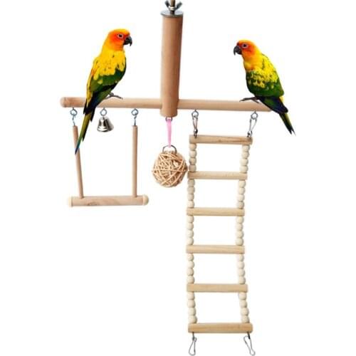 2021 New Bird Cage Stand Play Gym Conure Perch Playground Climbing Ladder Swing Toys