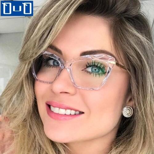 Qutzzmnd Trend Cat Eye Glasses For Women Anti Blue Light Blocking Eyeglasses Oversized Computer Goggles Optical Glasses
