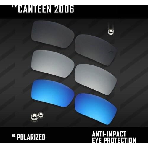 OOWLIT 3 Pairs Polarized Sunglasses Replacement Lenses for Oakley Canteen 2006-Black & Silver & Ice Blue