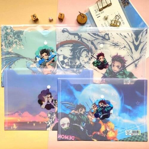 1Pc A4 Anime Demon Slayer Kimetsu No Yaiba Kamado Tanjirou Nezuko Folder File Bag Document Organizer Storage Bag Stationery Gift