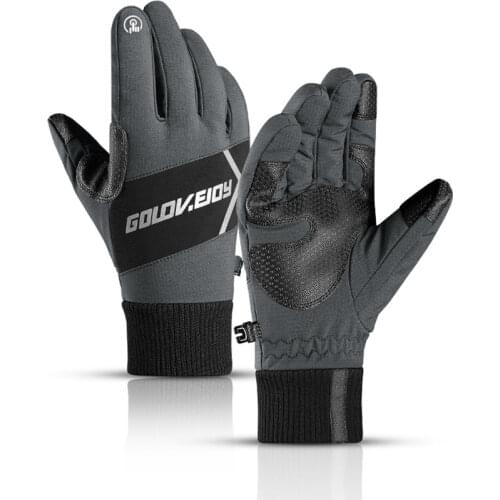 Winter Gloves For Men Anti-Slip Waterproof Touch Screen Gloves Skiing Cycling Cold-proof Thick Warm Mens Gloves Night Reflective