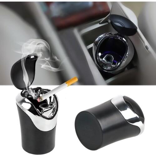 Portable Car Ashtray LED Decoration Storage Case Cup Holder Cigarette Stand Smoke Ash Cylinder Mini Interior Auto Accessories