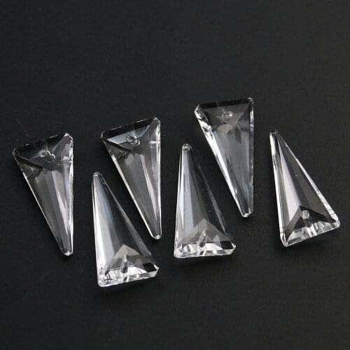 2PC Clear Triangle Crystal Prism Chandelier Suncatcher DIY Wedding Scene Layout Props Jewelry Necklace Earring Light Accessory
