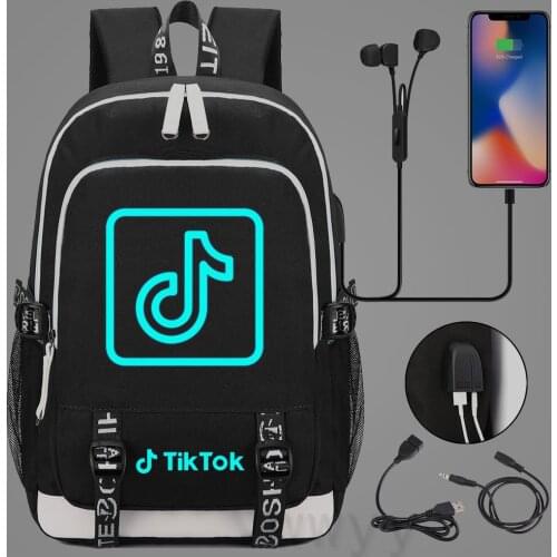 TIK TOK Backpack student school Canvas Bag Luminous Schoolbag reflect light Travel Bags