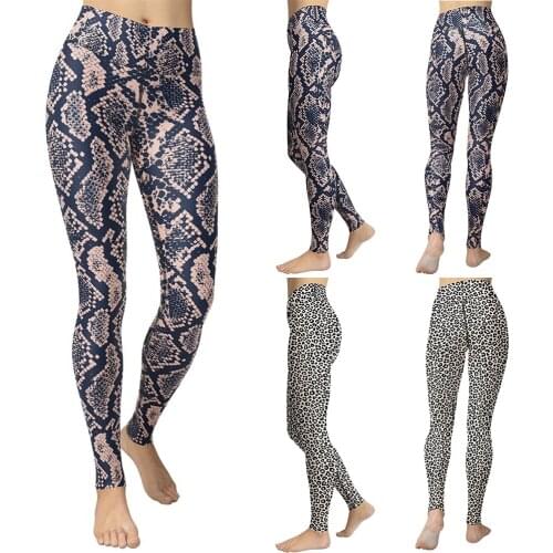 SEASHY Sexy Snakeskin Women Yoga Leggings Lepord Tights High Waist Sports Leggings Trainer Running Trousers Workout Leegings