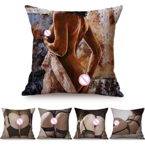 Nordic Sexy Woman Human Body Oil Painting Art Home Decorative Sofa Throw Pillow Case Sexy Girl Charming Large Butt Cushion Cover
