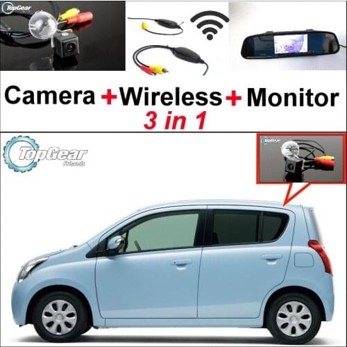 3 in1 Special Rear View Camera + Wireless Receiver + Mirror Monitor Easy DIY Back Up Parking System For Mazda Carol 2010~2014