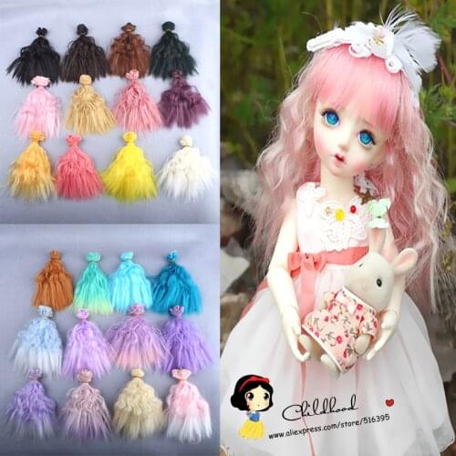 Free Shipping wholesales color choose Extension Hair 15*100cm Curly Wigs for BJD Doll hair diy