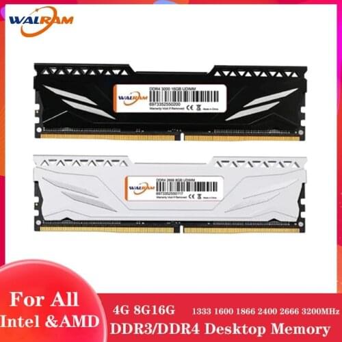 WALRAM DDR3 DDR4 4GB 8GB 16GB memoria ram 1333 1600 1866 2400 2666 3200 Desktop Memory with Heat Sink for all motherboards