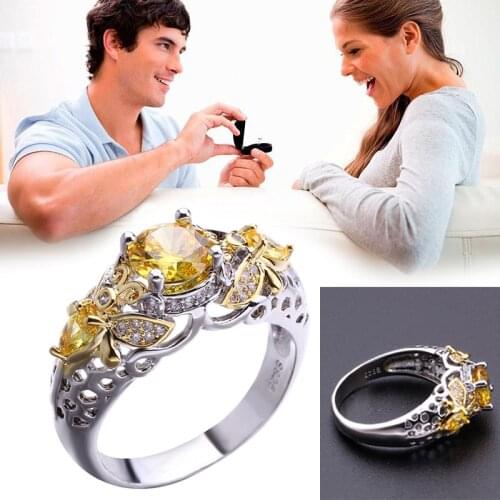 Queen Bee Ring Dual Color Zircon Hollowed Out Band Ring for Women Anniversary Gift for Wife Girlfriend FS99