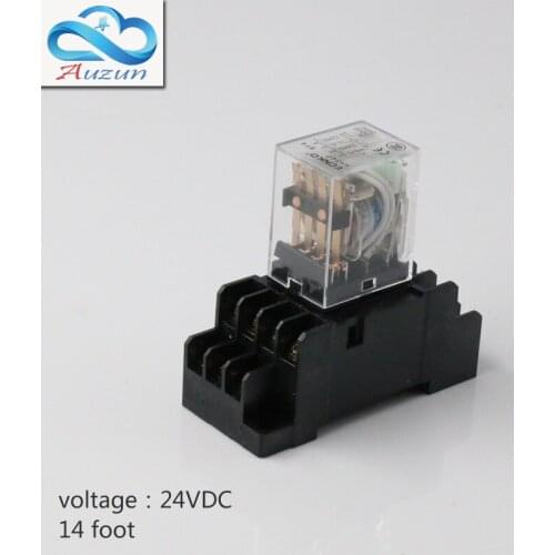 10 pieces hh54P small DC24V relay with intermediate relay lamp base current is 5 a silver contact fourteen feet