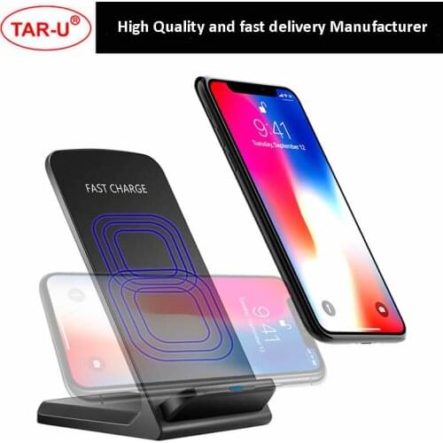 20pcs/lot 10W 9Qi Wireless charger for iphone 8/X/XR fast wireless charging 2-coils stand for Samsung S8/S9 Note8 Mi smartphone
