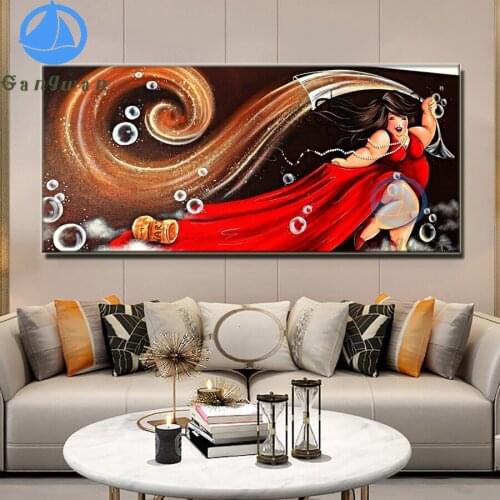 DIY Diamond Painting Full Square Round Drill "Cartoon fat girl" Embroidery red woman drink wine Cross Stitch Mosaic Home Decor