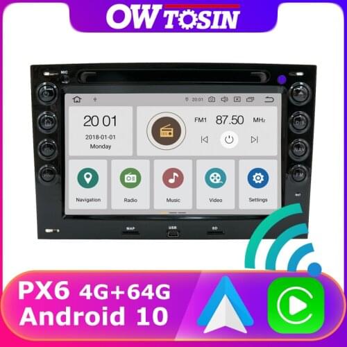 PX6 4G+64G Android 10.0 Car DVD Player For Renault Megane 2003-2009 GPS Navigation Radio DSP Android Auto Bluetooth 5.0 Carplay