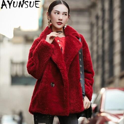AYUNSUE Sheep Shearling Real Fur Coat Female 100% Wool Coats 2020 Winter Jacket Women Korean Short Outwear Casaco Feminino