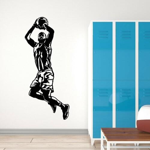 Basketball Sport Vinyl Wall Decal Jumping Basketball Player Game Ball Wall Sticksers for Boy Room Decoration Art Stickers C730