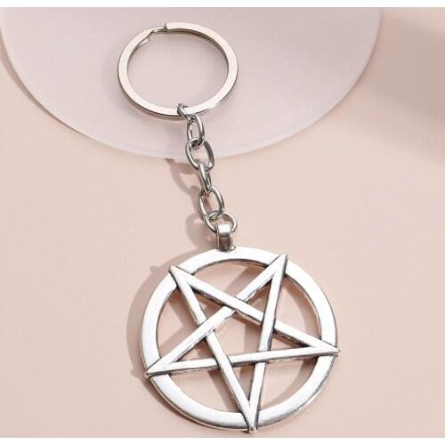 Halloween Keychain Pentagram Key Ring Wicca Key Chains For Women Men Handbag Accessorie Car Hanging Punk Jewelry Handmade Gifts