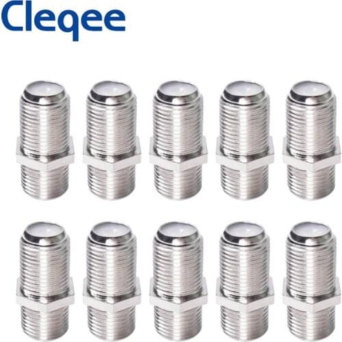 Cleqee 10PCS F Type Coupler Female to Female Adapter RG6 or RG59 SMA RF F K/K Jack Coaxial Coax Connector