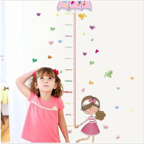 Kid Rooms Growth Measure Cute Cartoon Girl Child Height Ruler Wall Sticker Self-adhesive Waterproof Nursery Girls Room Wallpaper