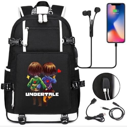Undertale Sans canvas backpack kids travel bag School Bag usb charging shoulder bag Teenagers Laptop bag rucksacks