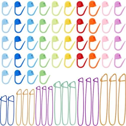 Imzay 118PCS Sewing Clips Multicolor Plastic Clips Knitting Stitch Holders, Aluminum Safety Pins With 100 Locking Stitch Markers