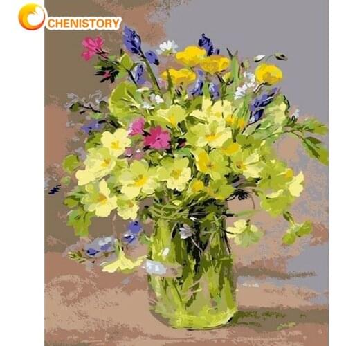 CHENISTORY Paint By Number Flower Adults Kits DIY Frame Modern Pictures By Number Vase Drawing On Canvas HandPainted Art Gift