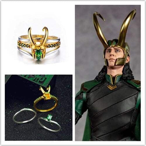 New Movie Superhero Loki Cosplay Rings Earrings Metal Alloy Stacking Unisex Jewelry Gift Ring Props