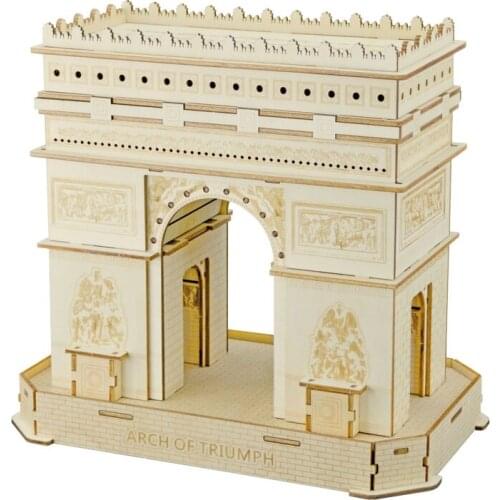 Laser-Cut DIY 3D Puzzle Toy Architectural model series Arch Of Triumph DIY Wooden Jigsaw Assembly Toy Children Gift